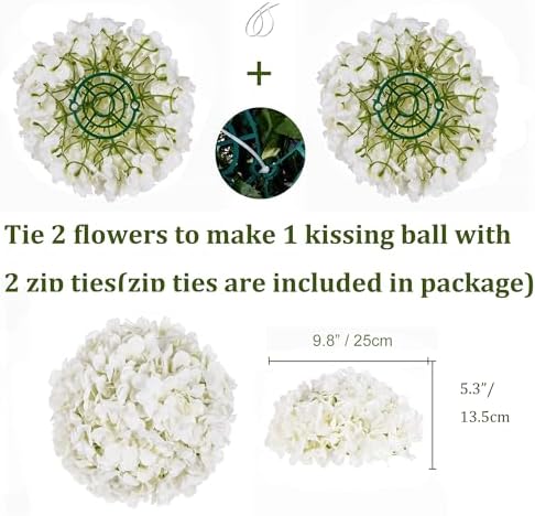 BLOSMON Faux Hydrangea Flowers Ball Centerpieces for Wedding, 6 Pcs, White - Image 6