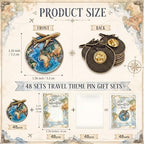 Highergo 48 Sets World Travel Map Enamel Favors Plane Appreciation Cards - Image 2