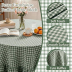 Dark Green Plaid Ruffled Tablecloth 70" Round Farmhouse Checkered Gingham Table Cloth for Seat 4-6 Vintage Buffalo Plaid Decorative Table Cover for Picnic Dining Outdoor Kitchen - Image 4