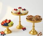 Gold 3Pcs Metal Round Cake Stand Set 8/10/12 Inch Dessert Display - Image 2
