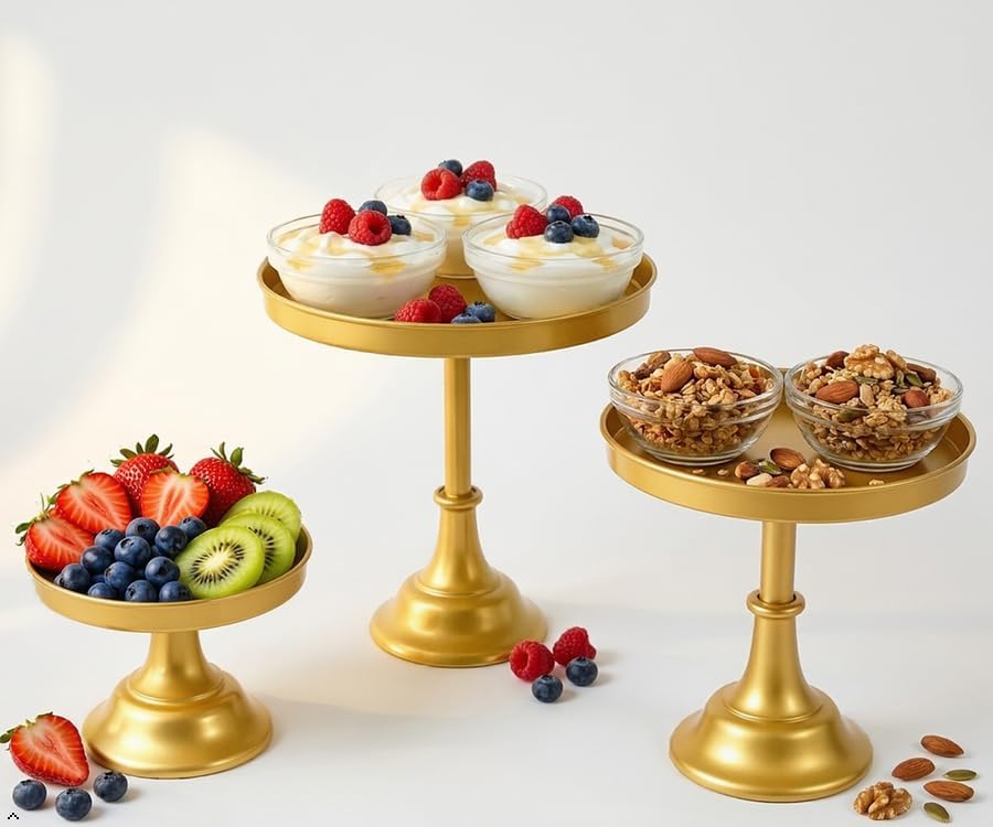 Gold 3Pcs Metal Round Cake Stand Set 8/10/12 Inch Dessert Display - Image 2