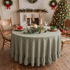 Eternal Beauty Green Plaid Ruffle Round Tablecloth 70 in - Image 3