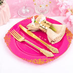125PCS Hot Pink Plastic Plates for Wedding Party Birthday - Image 2