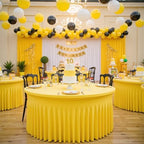 6 Pack Yellow Spandex Round Tablecloths for 72 inch Table, Wrinkle Free Stretchy 132inch Fitted 6FT Round Table Cover with Skirt for Wedding Party Dining Banquet - Image 5