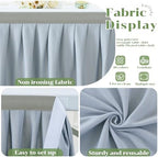 Partisky Gray Polyester Table Skirt for Rectangle Tables 14ft, Wrinkle Resistant Pleated Ruffle Table Cloth for Banquet Wedding Trade Baby Shower Display Gift Dining Table - Image 4