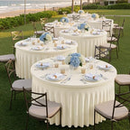 6 Pack Ivory Spandex Round Tablecloths for 72inch Table, Wrinkle Free 132in Stretchy Fitted 6ft Round Table Cloths Covers with Skirt for Wedding Birthday Parties Banquet Events - Image 5
