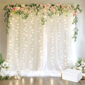 Tulle Backdrop Curtains with Lights Sheer White Curtain Backdrop 20x8ft by Fomcet