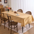 vctops Farmhouse Yellow Gingham Ruffle Table Cloth, Boho Cotton Linen Tablecloth, Washable Table Cover for Rectangle Table Baby Shower Kitchen Party Wedding Decor (Yellow,55"x86") - Image 3