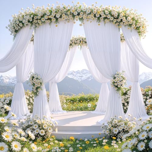 40ftx12ft White Backdrop Curtains for Wedding Party 8 Panels 5×12FT Tall - Image 3