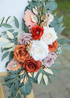 Artificial Burnt Orange Wedding Arch Flower Floral Swags Set of 2 - Image 6