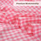 Coral Pink White Gingham Ruffle Tablecloth Square 60"x60" - Image 6