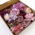 Mixed Artificial Flowers Box, Silk Roses, Peonies, Dahlias & Eucalyptus by Unknown