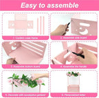 Wooden Baby Shower Crate Closet, Baby Storage Crate Hamper with Handle, Garland and 10 Clothes Hangers, Baby Shower Gifts Basket with Letters for Girl Boy Pregnancy Gift (Pink) - Image 4