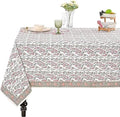 Ridhi Coral Pink Hand Block Print Cotton Tablecloth 90x60 Inch Rectangle by Ridhi