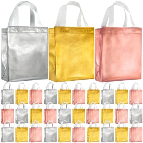 BLEWINDZ 100 Medium Reusable Gift Bags with Handles - Ideal Party Favors & Shopping Bags (10 Colors) by BLEWINDS
