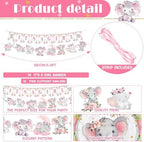 405 Pcs Pink Elephant Style Baby Shower Party Decorations for Girl - Image 5