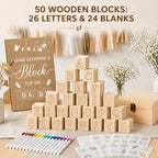 Baby Shower Game Blocks with 50 Decorate Wooden Blocks 24 Markers 1 Storage Box 1 Wooden Sign 16 Stencils(Classic) - Image 5