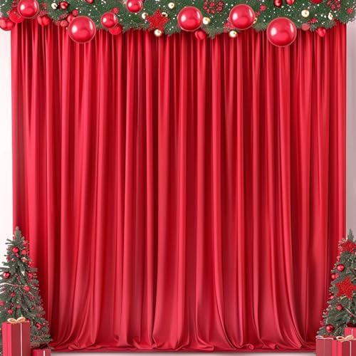 20x10ft Wrinkle Free Red Backdrop Curtain for Parties Soft Fabric Drapes Wedding Red Curtain Backdrop for Birthday Party Decorations Background for Photography 5x10ft, 4 Panels - Image 2