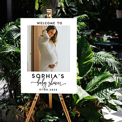 Andaz Press 16"x20" Personalized Canvas Baby Shower Welcome Sign, Custom Photo, Modern Gender Neutral Large Welcome Baby Shower Sign for Easel Stand, Baby Shower Decorations - Image 3
