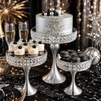 3 Pcs Cake Display with Mirror, Wedding Crystal Cake Stands for Reception - Image 7