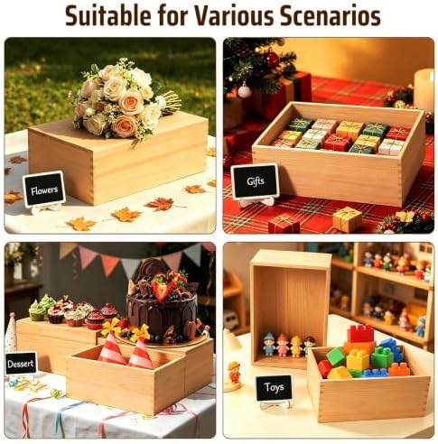6 Pack Buffet Risers and Stands, Dessert Table Display Set with Mini Signs - Image 7