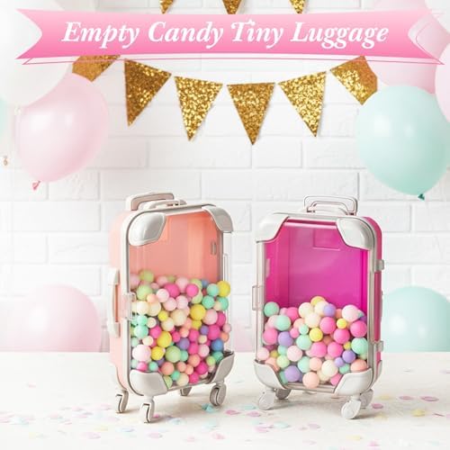 LemonRoad 60 Pcs Mini Empty Suitcase Box with Plush Keychain, 2 Pink - Image 6