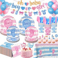 190 Pcs Gender Reveal Party Decorations Kit (Serves 24 Guests), Include Plates and Cups and Napkins Sets with Forks and Banner, Girl or Boy Baby Gender Reveal Party Supplies by Kinovo