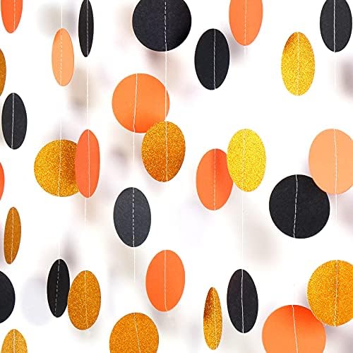 Black Orange White Halloween Party-Decorations - Paper Lanterns Fan,Tissue Flower Pom Poms Streamers,Honeycomb Balls,Graduation 2025 Birthday Wedding Baby Bridal Shower Decor Lasting Surprise - Image 6