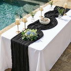 20 Pack Black 17 x 108 Inch Cheesecloth Table Runner - Boho Gauze Sheer Fabric for Wedding Baby Shower Party Home Decor - Image 3