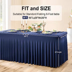 Spandex Tablecloth 8FT Rectangle Table Cover 6 Pcs Navy Blue Wrinkle-Free - Image 6