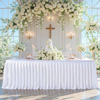 6 Pack White Satin Table Clothes for 6 Foot Rectangle Tables - 6FT Wrinkle Resistant Glitter Rectangle Tablecloths, Party Table Covers for Wedding Banquet, Baby Shower, Birthday, Holiday Dinner - Image 3