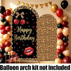 Serencatcher 7.2ft 6ft Cheetah Cherry Birthday Arch Backdrop Covers 2pcs - Image 5