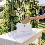 BreezeHug 14" Large Wedding Card Box with Lock, Minimalist White PVC Money Box for Reception, Modern Envelope Holder with Matching Thank You Sign for Bridal Shower, Anniversary & Formal Events - Image 4