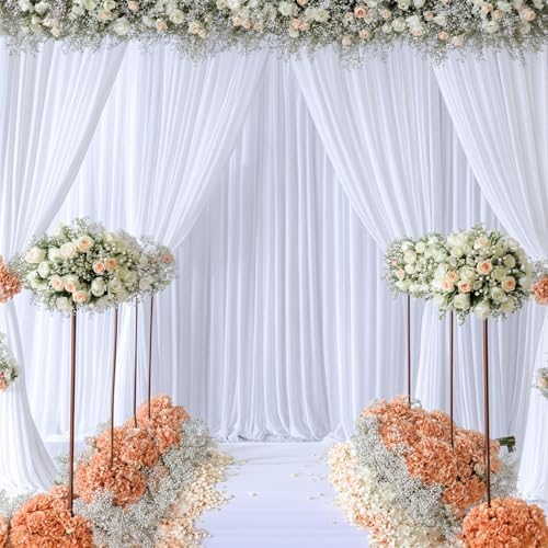 50x10ft White Backdrop Curtain for Wedding Parties Wrinkle Free Fabric White Drapes Backdrop Decoration for Baby Shower Birthday Photography Decoration 10 Panels, 5ft x 10ft - Image 6