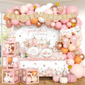 Pink Little Pumpkin Baby Shower Decorations Girl, All-in-1 Boho A Sweet Little Pumpkin is On The Way Balloon Arch with Baby Boxes Plates Napkins Cake Toppers Tablecloth Backdrop for Fall Thanksgiving by Unknown