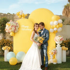 Yellow Arch Backdrop Cover 2 Set - 6.6FT, 5FT Spandex Fitted Wedding Arch Stand Covers Round Top Chiara Arch Backdrop Stands Cover for Birthday Parties Banquet Photo Background Decoration - Image 4