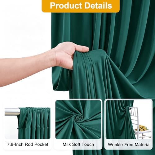 10FT x 15FT Wrinkle-Free Forest Green Backdrop Curtains for Wedding, 2 Panels Hunter Green Fabric Photo Background Drapes for Wedding Reception, Birthday, Bridal & Baby Shower Decorations Photography - Image 5