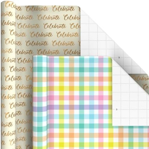 Hallmark Wrapping Paper Rolls for All Occasions (Birthday, Plaid, Flowers) - Image 6