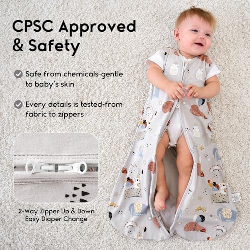 Yoofoss Baby Sleep Sack 12-18 Month 0.5TOG 100% Organic Cotton 2-Way Zipper - Image 4