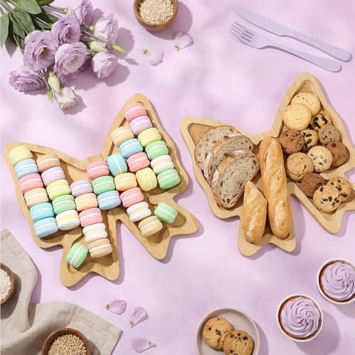 Rtteri 2 Pack Wooden Bow Party Decorations Bow Plates Bowtie Charcuterie Boards for Baby Shower Birthday Party Decorations Wood Bowtie Food Trays Coquette Serving Platter for Wedding Tabletop Tray - Image 4