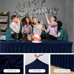 4 Pack Navy Spandex Table Covers 6ft Rectangle Ruffle Skirts for Party - Image 6