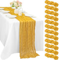 12 Pcs Mustard 35 x 120 Inches Long Cheesecloth Table Runner 10FT Runner for Tables Gauze Fabric Boho Table Runner Decoration Rustic Semi Sheer Runner for Wedding Baby Shower Birthday Party (Mustard) by Sunnyline