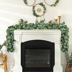 Eucalyptus Garland with White Flowers 4 Packs 5.9Ft Artificial Plants Vines - Image 5