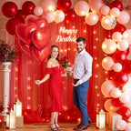 30x10ft Red Tulle Backdrop Curtain with Lights String for Parites, Sheer Backdrop Curtains for Wedding Baby Shower Birthday Party Photo Shoot Decorations - Image 4