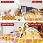 60 Pack Mini Glass Honey Jars Party Favors,1.5 oz Small Hexagon Glass Honey Jars with Dippers,Lids,Gold Bags,Bee Charms,Thank You Cards,Jute,Cute Stickers for Baby Shower Favors,Wedding party gift - Image 5