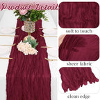 16 Pack Burgundy Cheesecloth Table Runners 20x120 Inch Gauze Table Runner 10FT Easter Cheese Cloth Table Runner Rustic Sheer Runner for Wedding Baby Shower Birthday Party Table Decor - Image 3