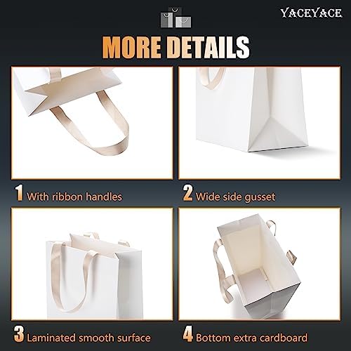 40pcs Medium Size White Paper Gift Bags with Ribbon Handles - Bulk Wedding & Party Bags - Image 4