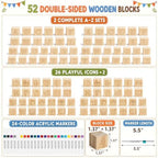 Baby Shower Games, 117-Piece Baby Blocks for Baby Shower with 52 Wooden ABC Blocks to Decorate, 24 Acrylic Markers, 40 Stencils and Game Sign, Woodland Gender Reveal Game for Boy or Girl - Image 3