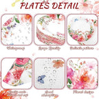 Funnymoom 250 Pcs Floral Wildflower Paper Plates Cups and Napkins Serves 50 - Image 2