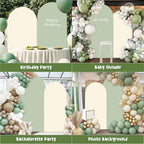 2PCS Arch Backdrop Covers Pea Green Cream (7.2ft+6ft) , 2 Sided Spandex Fitted Arch Stand Covers Background for Wedding Baby Shower Birthday Bridal Shower Party Decorations(Only Covers) - Image 4